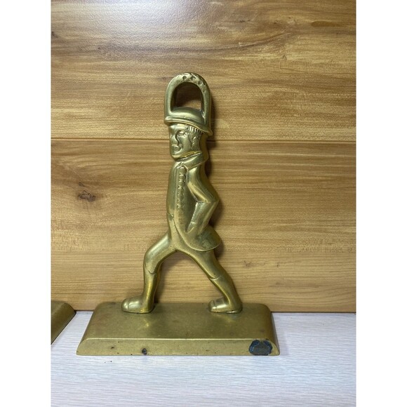 Two Vintage Brass Virginia Metal Crafters Hessian Soldier Bookends Doorstops - Picture 2 of 6